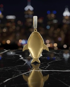 Colgante de Tiburón con Diamante Redondo Creado en Laboratorio, Colgante de Plata 925 con Incrustaciones de Diamantes, Colgante Hip Hop, Colgante de Animal, Colgante de Moda para Raperos - Product Image 5