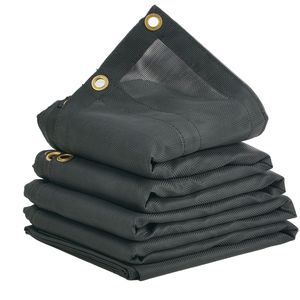 7 X 14 ft Heavy Duty Black PVC Coated Dump Truck Mesh <b>Tarp</b> 5.5\" 18oz Double Pocket Brass Grommets Cargo Control Accessory - Product Image 6