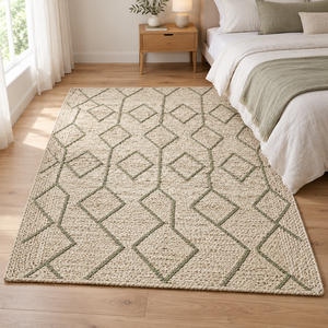 Alfombra Rectangular Tejida a Mano, Ecológica, de Yute Natural Trenzado, de Pelo Corto, con Diseño Floral Boho, Tamaño Personalizado para Sala de Estar - Product Image 3