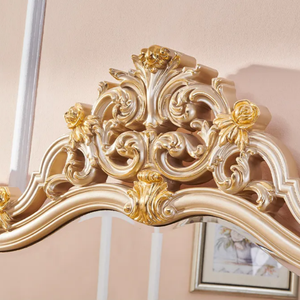 Luxury Royal Classic Dresser <b>Table</b> Rococo French Style Mahogany 7-Drawer Carved Silver Gold Vanity <b>Table</b> <b>Mirror</b> Master Bedroom - Product Image 6