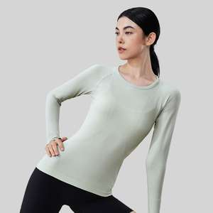 T-shirts à manches longues pour femmes, coupe ajustée, col rond, basiques, unis, printemps automne, vente en gros - Product Image 2