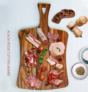 Planches à découper rectangulaires pour la cuisine, viande, fromage, pain, légumes, fruits, planche à découper en bois d'acacia avec poignée - Product Image 3