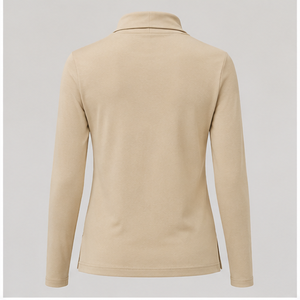 Camiseta de Manga Larga con Cuello Alto para Mujer, Color Beige Camel, Corte Ajustado, WTS-0054 - Product Image 2