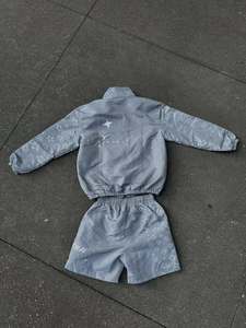 Star Print Windbreaker Tracksuit Set <b>Men</b> Lightweight Zip Up <b>Jacket</b> And Shorts Two Piece Streetwear Sportswear Set - Product Image 2