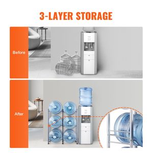 Portabottiglie a 3 livelli per secchi d'acqua da 5 galloni, con doppia fila e capacità di 6 bottiglie, scaffali e unità di stoccaggio resistenti - Product Image 3