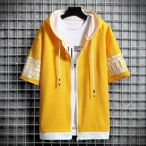 Sudadera con capucha de moda para hombre, ropa de verano, camiseta con cremallera, diseño de dibujos animados, informal, estampada, de manga corta para hombre - Product Image 5