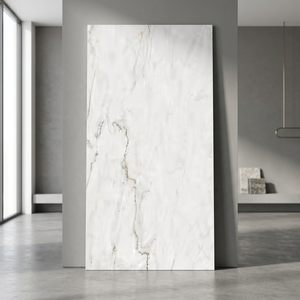 Carreaux de dalle en pierre frittée haute brillance blanche Fludic 1600x3200mm 64x128in mur de sol incassable porcelaine de granit artificiel - Product Image 3
