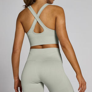 Women's Lightweight Simple Racer-Back Sports <b>Bra</b> for Yoga & Running High Elastic Polyester/Cotton High Support Four-Way <b>Stretch</b> - Product Image 2