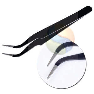 Pince à épiler professionnelle en acier inoxydable pour extensions de cils, logo personnalisé, pointe droite, pointe courbée, pointe fine Elite pour extensions de cils - Product Image 1