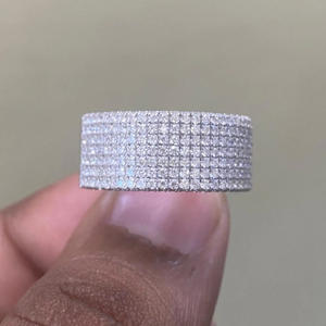 Iced Style Wide Pave <b>Set</b> Moissanite Diamond Engagement Wedding <b>Ring</b> for <b>Men</b> 925 Sterling Silver Hip Hop Luxury Statement Jewelry - Product Image 5