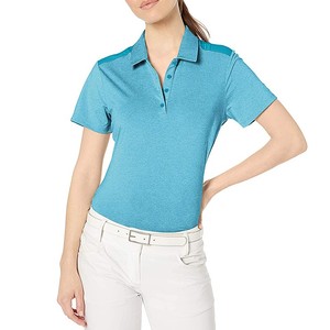 Women's Solid Color Short Sleeve Knitted Polo Shirt Regular Length Breathable Casual Style <b>Light</b> Blue 100% Polyester Polo ODM - Product Image 1