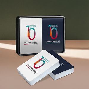 Cartes à jouer personnalisées - Marque 310gsm Papier finition lisse D303 Taille poker Double jeu Boîte en plastique Anniversaire familial Anniversaire d'entreprise - Product Image 3