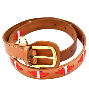Ceinture polo en cuir artisanal avec motifs tissés colorés, conçue pour un usage quotidien, style western et équestre. - Product Image 6