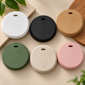 Tapas de Plástico 100% Biodegradables para Bebidas Frías y Calientes, Impresión Personalizada, Fáciles de Abrir, Antiderrames, para Vasos de Café - Product Image 2