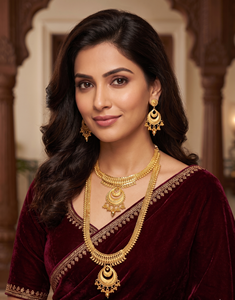 Parure de collier superposé Divyoro Grand Chandbali avec boucles d'oreilles, plaqué or, bijoux ethniques tendance pour femme, pour mariage et fête, 24 pouces - Product Image 3