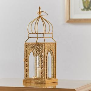 2026 Ramadan Decorations Lights Metal <b>Moroccan</b> <b>Lantern</b> with Unique Metal Crown Top Eid Decorative Floor <b>Lanterns</b> - Product Image 1