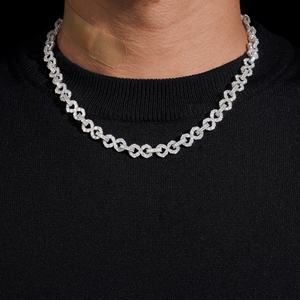 925 sterling <b>silver</b> 8mm infinity link chain necklace vvs moissanite diamond hip hop jewelry iced out mens miami cuban <b>choker</b> - Product Image 1