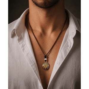 Om Symbol Necklace with 18K Gold Plating Zircon and Pearl Accents 30-Inch Adjustable <b>Rope</b> <b>Chain</b> for Men - Product Image 1