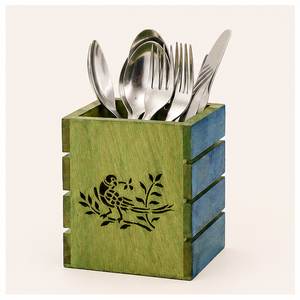 Handcrafted Eco-Friendly Wooden Cutlery Holder With Elegant <b>Bird</b> Motif Premium Kitchen Utensil <b>Stand</b> & Multi-Purpose Dining - Product Image 2