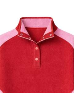 Sudadera de invierno cálida para mujer, oversize, de forro polar, con cuello con broches a cuarto, bolsillo canguro, color rojo rosa, fabricante personalizado - Product Image 5