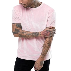 Premium Quality & Quick Dry Breathable Velvet Fabric Short Sleeves Custom Logo & Colour Velvet Mens Tee <b>Shirts</b> - Product Image 3
