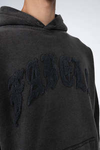 Heavyweight Acid Wash Custom Chenille Embroidery 100% Cotton Hoodies Men Oversized Breathable Cotton Drop Shoulder Streetwear - Product Image 3