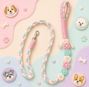 Premium Heavy Duty Eco-Friendly 100% Cotton <b>Dog</b> <b>Leash</b> with Animal Pattern Modern Style and Bowknot Decoration - Product Image 1