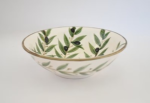 Hand Painted Ceramic <b>Pasta</b> Bowl with Artistic Vegetable Motif Wide Serving Design for Rustic Dining Presentation - Product Image 6