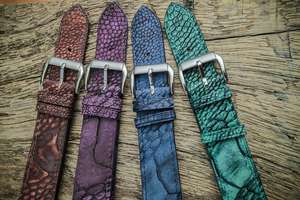 Reloj inteligente de cuero de avestruz nobuk hecho a mano correa de moda de lujo en tamaños de 18mm 20mm 22mm directo de fábrica de Vietnam de alta calidad - Product Image 2