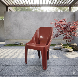 Modern Plastic Living Room <b>Chair</b> Solid Back <b>Stackable</b> Contemporary Design Red Color Home Furniture - Product Image 3