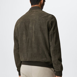 Stand Up Collar Basic Color Plaid Look <b>Men</b> <b>Suede</b> <b>Jacket</b> Regular Fitted Warm Stuff Reversible Article <b>Men</b> <b>Suede</b> Bomber <b>Jacket</b> - Product Image 3