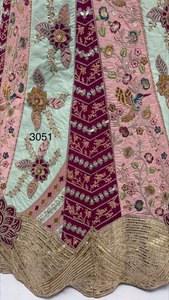 Burgundy Floral Embroidered Ethnic <b>Shawl</b> Mesh Dupatta Net Scarf for <b>Wedding</b> Banquet Bridal Wear - Product Image 6