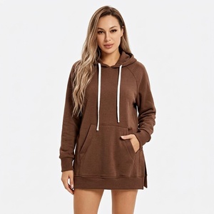 Sweat-shirt à capuche long et ample pour femme, en coton, avec logo personnalisé, coupe décontractée, style streetwear, fabricant de vêtements en gros - Product Image 4