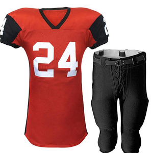 Conjunto de Uniforme de Fútbol Americano Personalizado para Hombre, Jersey y Pantalones Rojos y Negros, Número 24, Poliéster Transpirable, Talla Adulto - Product Image 1