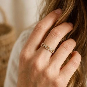 Round Lab Grown Diamond 10K 14K 18K Solid Gold IGI Certified Link Band <b>Ring</b> Engagement Bridal <b>Fine</b> <b>Ring</b> DEF Color VS VVS Clarity - Product Image 5