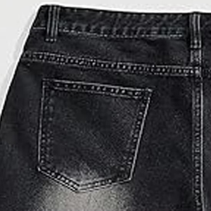 Pantalones cortos de pana negros para hombre, estilo hip hop, lavados, holgados, con dobladillo sin rematar, OEM - Product Image 5