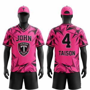 Camiseta de Lacrosse para Hombre, 160 GSM, Malla de Poliéster Premium Transpirable, Diseño Geométrico Rosa y Negro, Impresión de Logotipo de Equipo Personalizado - Product Image 1