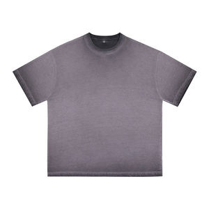 เสื้อยืดโอเวอร์ไซส์ผู้ชาย ล้างสีแบบแอซิดวอช ผ้าฝ้ายฟลีซคุณภาพสูง เสื้อผ้าแฟชั่นสตรีทแวร์ลำลองสีพื้น - Product Image 3