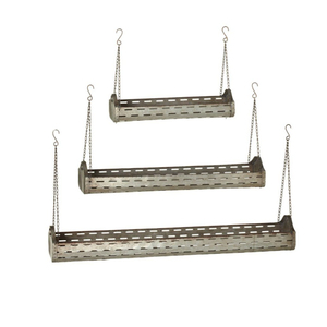 Support mural à 2 niveaux en fer galvanisé pour plantes suspendues, paniers cylindriques en métal pour décoration de jardin avec chaîne et crochet pour usage intérieur - Product Image 4