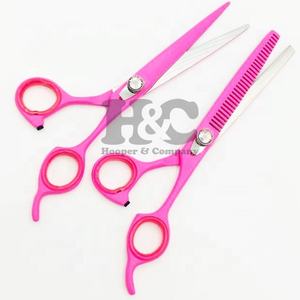 Nouveau design rose droit tranchant ciseaux en acier inoxydable ensemble argent prêt navire Logo amincissement durable toilettage pour animaux de compagnie cisaillement - Product Image 5