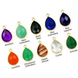 Chrysoprase Chalcedony Faceted Pear-Shaped Gemstone Pendant 15x20mm <b>Rose</b> Gold Plated Bezel Set Birthstone Charm Jewelry Making - Product Image 5