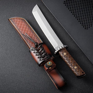 มีดใบตายแบบ Tanto ที่เป็นที่ต้องการสูง |   มีดเอาตัวรอดกลางแจ้งแบบฟูลแทงค์ พร้อมด้ามจับลายพิเศษและปลอกหนัง ราคาประหยัด - Product Image 2