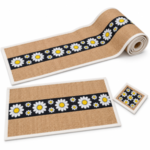 Ensemble de 11 pièces de napperons de table en jute vintage écologiques, antidérapants, rectangulaires, pour la décoration de la salle à manger - Product Image 3