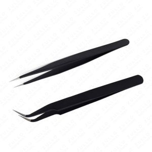 2 <b>Pc</b> Black S & I Shape Eyelash Tweezers <b>Set</b> Stainless Steel Professional Lash Extension Tools Wholesale Private Label - Product Image 5