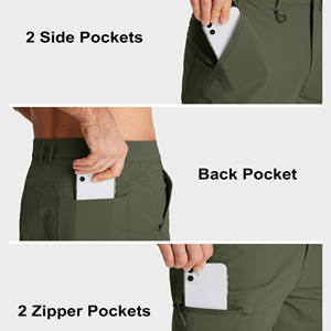 กางเกงขาสั้นเดินป่าสำหรับผู้ชาย สีพื้น กางเกงขาสั้นเดินป่ากลางแจ้ง น้ำหนักเบา แห้งเร็ว ดีไซน์หลากหลาย เอวยางยืด กางเกงขาสั้นเดินป่าสำหรับผู้ชาย - Product Image 4