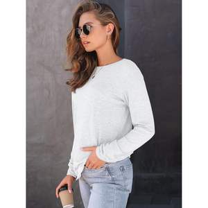 2025 Women's <b>Long</b> <b>Sleeve</b> Casual Loose Fit Tees Solid Color Oversized Basic <b>Tops</b> for Office XL Silk Business Casual Outfits - Product Image 2