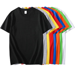 T-shirts à manches courtes pour hommes et femmes, haut en coton blanc à col rond, haut ample, épais, couleur unie, 8 couleurs, taille S-2XL, 200g - Product Image 1