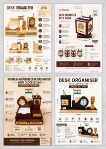 Custom Logo Print Wooden <b>Desk</b> Organizer <b>Phone</b> Holder Pen <b>Stand</b> Card Holder Clock Model Number Wooden <b>Desk</b> Organizer for <b>Desk</b> - Product Image 4