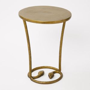 Handcrafted <b>Curved</b> Ribbed Metal Pedestal Drink Stand With White Marble Shelves <b>Table</b> for Living Room Modern <b>Table</b> - Product Image 6