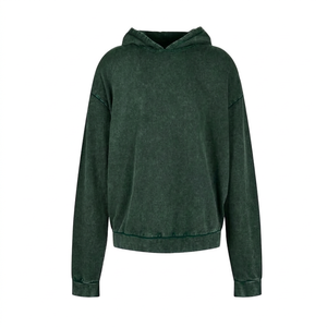 เสื้อฮู้ดดี้โอเวอร์ไซส์ผู้ชาย สีดำล้วน ผ้าฝ้าย 100% เฟรนช์เทอร์รี่ สวมใส่สบายๆ สำหรับฤดูใบไม้ร่วง - Product Image 6